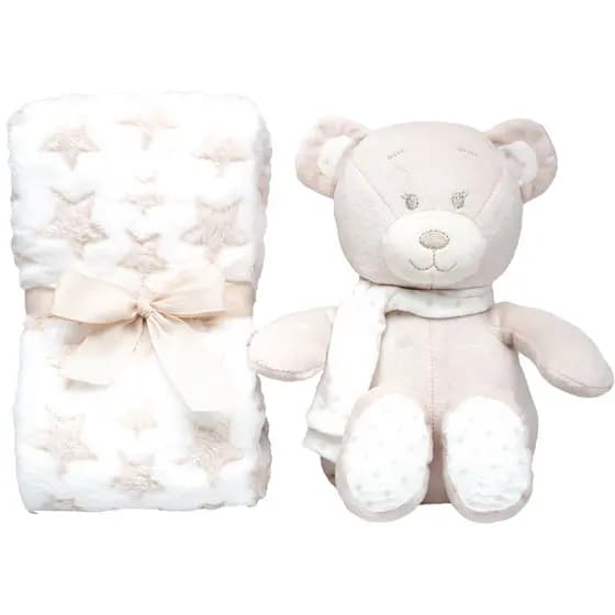 Kit Mantinha com Ursinho Buba Naninha Bebê Pelúcia Manta Infantil Presente Maternidade
