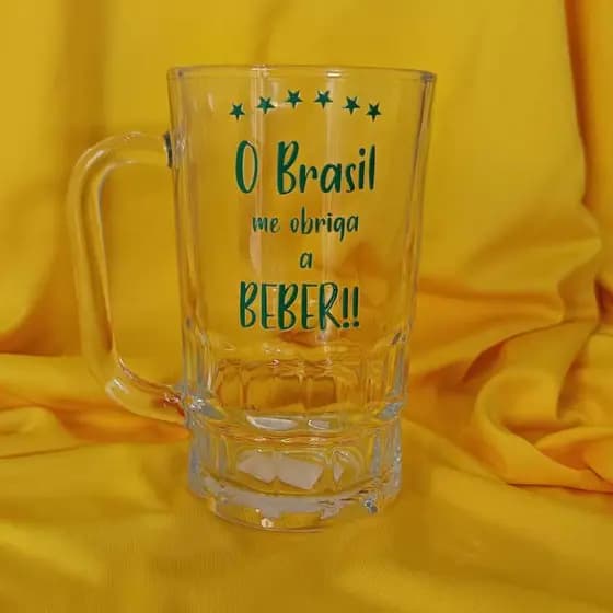 Caneca Vidro Brasil WorldCup 2026 Copa do Mundo O Brasil me obriga a beber