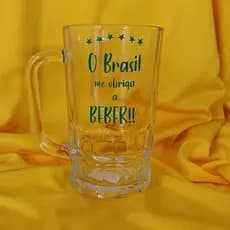 Caneca Vidro Brasil WorldCup 2026 Copa do Mundo O Brasil me obriga a beber