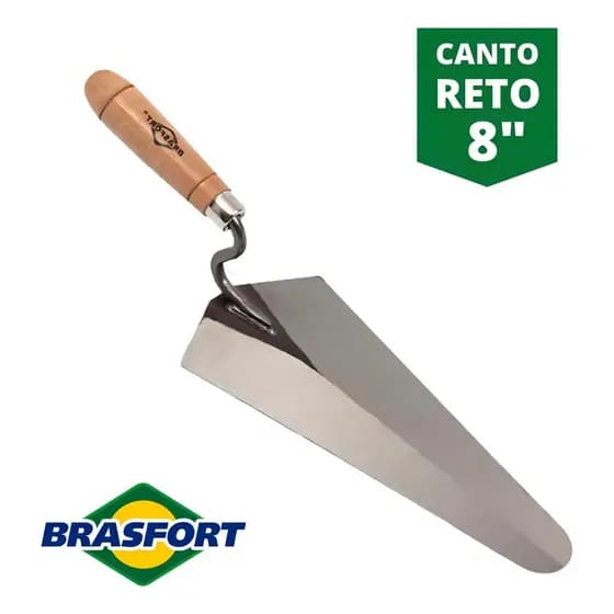 Colher de Pedreiro Canto Reto 8'' Brasfort 8031 Profissional Construção Obra