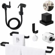 Kit Acessórios de Banheiro Lavabo Preto + Ducha Higienica + Acabamento de Metal Padrão Deca 1/2 3/4
