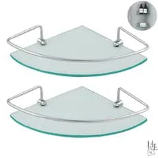 Kit 2 Prateleira de Canto Vidro Porta Shampoo Objetos Organizador para Banheiro Cozinha e Lavanderia