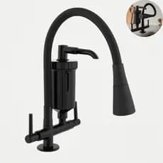 Torneira Gourmet Bancada com Filtro Purificador Bica Flexível 2 Jatos 360° Cozinha Preto fosco