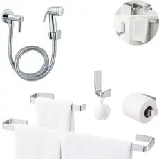 Kit Acessórios de Banheiro Inox Lavabo Cromado + Ducha Higiênica Bidê Chuverinho Luxo