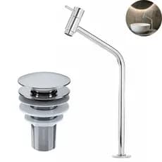 Kit de Banheiro em ABS- Torneira Bancada Link Cuba Lavabo Lavatório +Ralo Válvula click 7/8 Cromada