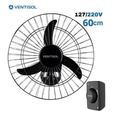 Ventilador De Parede Oscilante 50|60cm 130w 3 Pás Potencia Turbo Ventisol