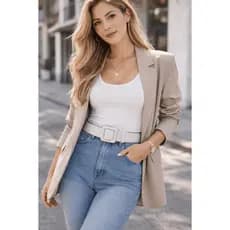 Cinto Feminino Largo com 4 cm Fivela de Metal Encapada – Cores Neutras e Elegantes