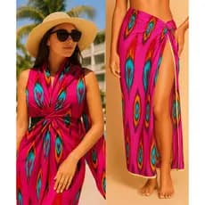 Lenço Feminino Tule Estampado | Elegante e Versátil | Lenço Canga Resort Praia