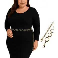 Cinto Plus Size Corrente Argolas Glam Fashion Ajustável