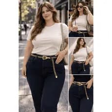 Cinto Plus Size Feminino Vintage Chic Dourado Prata | Corrente Elegante Ajustável |Comprimento 135cm