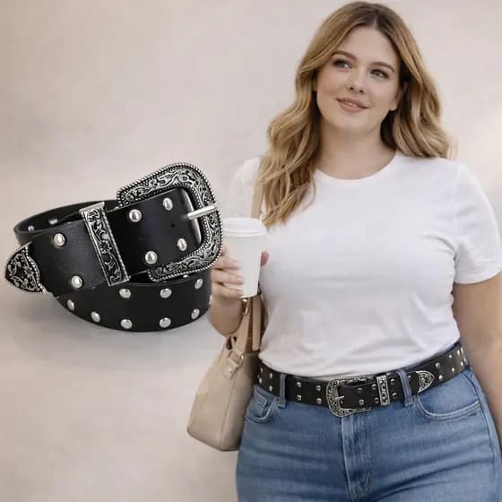 Cinto Country Feminino Plus Size Moda Western Elegante | Fivela em Metal | Premium