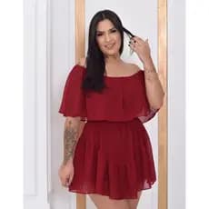 Vestido Feminino Macaquinho Ciganinha Soltinho Vestido Ombro a Ombro Natal Ano Novo Festas Reveillon