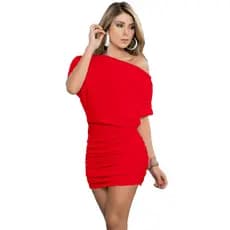 Vestido Feminino Tamanho Plus Size Curto Justinho Em Malha Viscolycra Premium Saia Forrada