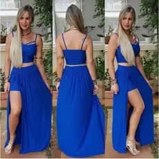 Conjunto Feminino De Malha Saia Longa Shortinho Por Baixo Cropped Forrado Tecido Premium Moda Feminina Natal Ano novo