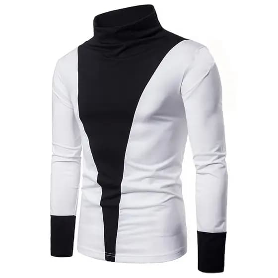 Blusa Cacharrel Masculina Gola Alta De Malha Lisa Manga Comprida Meia Estação