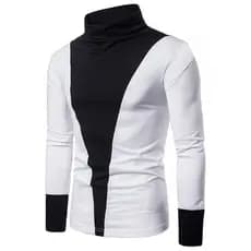 Blusa Cacharrel Masculina Gola Alta De Malha Lisa Manga Comprida Meia Estação