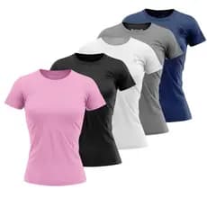 Kit 5 Camisetas Dry Fit Feminina Academia Treino Corrida Proteção UV Premium