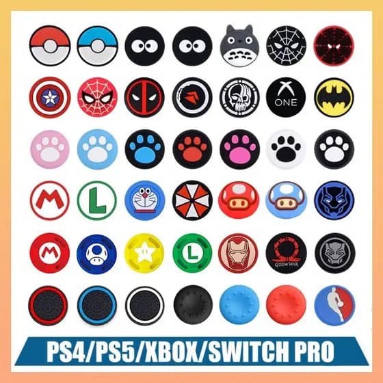 Par De Grip Borracha Protetora de Silicone Para Analógicos de Controles de PS5, PS4, Xbox Series, One e 360