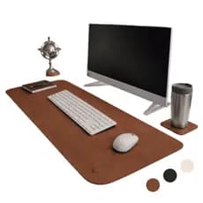 Mousepad Deskpad Grande 90x40 Couro Ecológico + Porta Copo Mesa Gamer Setup Tapete Eco - SouDCasa