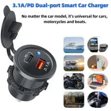 Novo PD 3.1A USB Carregamento Rápido Carregador De Carro Adaptador Tomada Energia 12V/24V Motores Gerais Motocicleta Mar