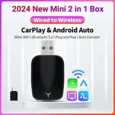 2-Em-1 Sem Fio CarPlay Android Adaptador De Carro Acessórios Do Gadgets Caixa Inteligente Plug and Play 5GHz WiFi Conexã