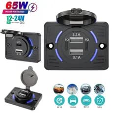 Carregador De Carro Duplo PD USB , Adaptador De Carregamento Rápido , À Prova D'água Energia 12V/24V Para , Caminhão , B