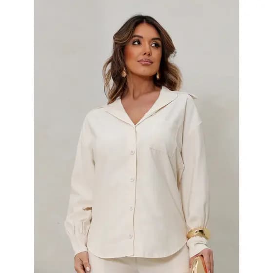 Camisa Feminina Oversied Social Verãoo Fashion Premium Alfaiataria
