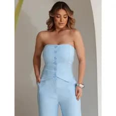 Conjunto Feminino Tomara Que Caia Alfaiataria Social Elegante