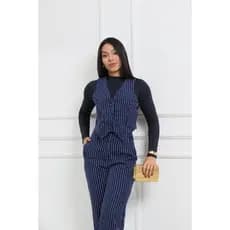Conjunto Feminino Calça Pantalona Colete Alfaiataria Social Elegante
