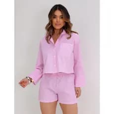 Conjunto Feminino - Camisa E Shorts Listrado Lançamento Tendência 2026