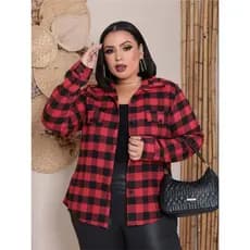 Blusa Feminina Xadrez Flanelada Tam Plus Size Manga Longa