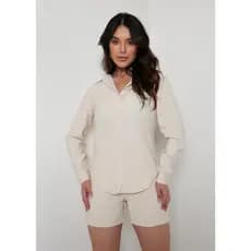 Conjunto Alfaiataria Feminina Shorts E Camisa Social Premium