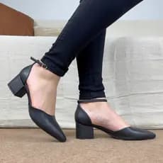Scarpin Vizzano Salto Bloco Médio Sapato Feminino Social Confortável Trabalho Macio