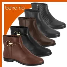 Bota Feminina Cano Curto Beira Rio Conforto Fivela Dourada Metalizada Clássica Casual
