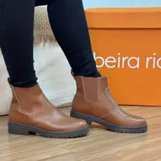 Bota Beira Rio Feminina Cano Curto Salto Tratorado Chelsea Casual Dia a Dia Confortável Original