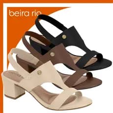 Sandália Beira Rio Salto Bloco Feminina Elástico Casual Trabalho Anatômica Conforto