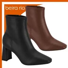 Bota Beira Rio Feminina Cano Curto Salto Bloco Médio Zíper Ankle Boot Napa Confortável Original
