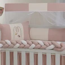 Kit Mini Berço Classic Menina Menino 06 Peças Com Saia Estampado