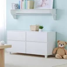Prateleira Porta Fraldas com Varão 1m MDF Branco – Organização para Quarto de Bebê