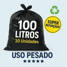 Saco De Lixo Kit 20 Unidade 100 Litros Uso Pesado Bem Reforçado Grosso Cor Preto 90x100 Cm Boca Larga