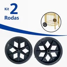 Kit 02 Rodas Carrinho Feira Compras Bagagem Verduda Frutas Supermercado