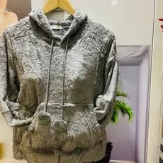 Casaco tedy feminina manga longa con bousa frente e capuz grosso importado