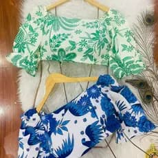 Cropped feminina simples casual de mangestampasa curta 2 peça , com elastano , corda e com