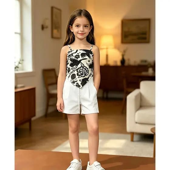 Conjunto Verão Menina Alcinha Estampada + Short Soltinho