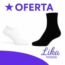 Kit Meias Soquete e Cano Alto Masculina Feminina Branca e Preta Conforto Dia a Dia-Lika Modas