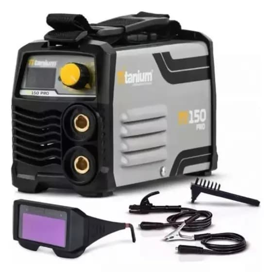 Inversora de Solda TI150 Pro Kit 220V + Óculos de Solda Automático – Titanium Platina