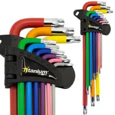 Jogo Chaves Torx Extra Longas Coloridas T10 A T50 9 Peças Platina