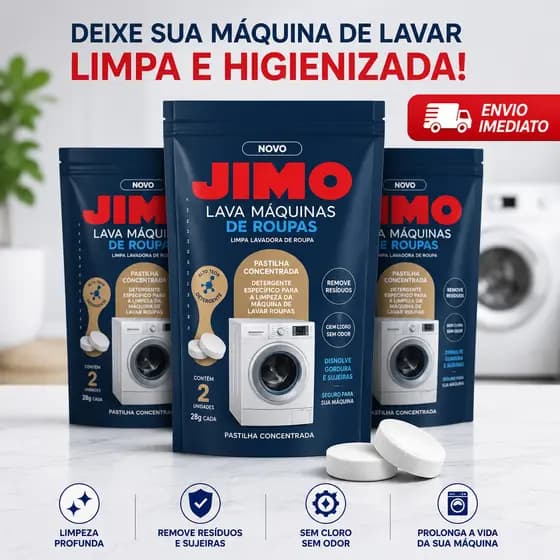 Jimo Lava Máquina de Lavar Roupa Pastilha 20g - Kit C/ 2, 4, 6 e 8 Un - Remove Odor Sem Cloro