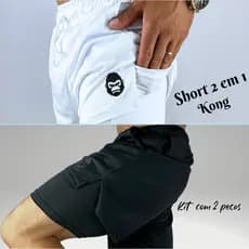 Kit 2 Bermudas Masculinas 2 em 1 com Suporte para Celular Kong