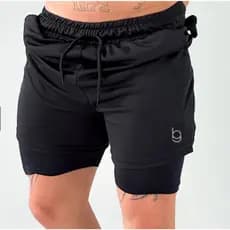 Bermuda Short Masculino 2 em 1 Forro Duplo Fitness para Atividades físicas academia BodyGrip